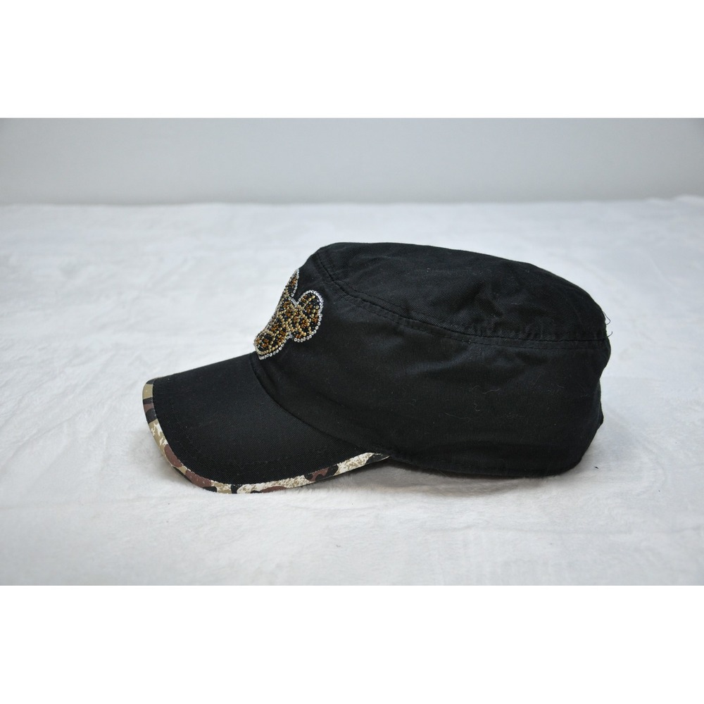 Disney Animal Kingdom Hat Cap Strap Back Black Camo Rhinestone Mickey Womens - Picture 2 of 7